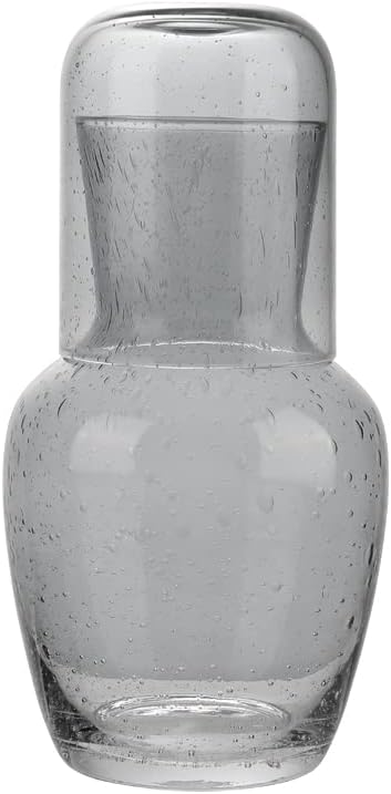 Bruno Magli Gray Bubble Carafe | סט 2-PC | שתיית כוס זכוכית כוסית משמשת כמכסה | קנקן מים עם גביע